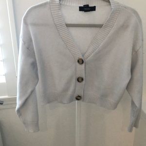 white button up sweater
